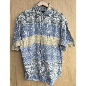 Vintage 90s Eddie Bauer Hawaiian Button Up Shirt | Cotton Blend | Large |